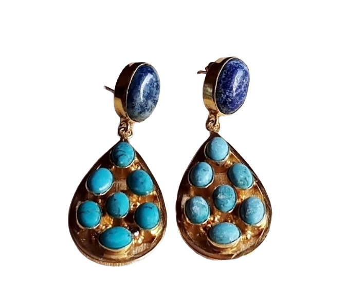 Charming Gold Plated Dangle Earrings –  Semi Precious Stone Jewelry