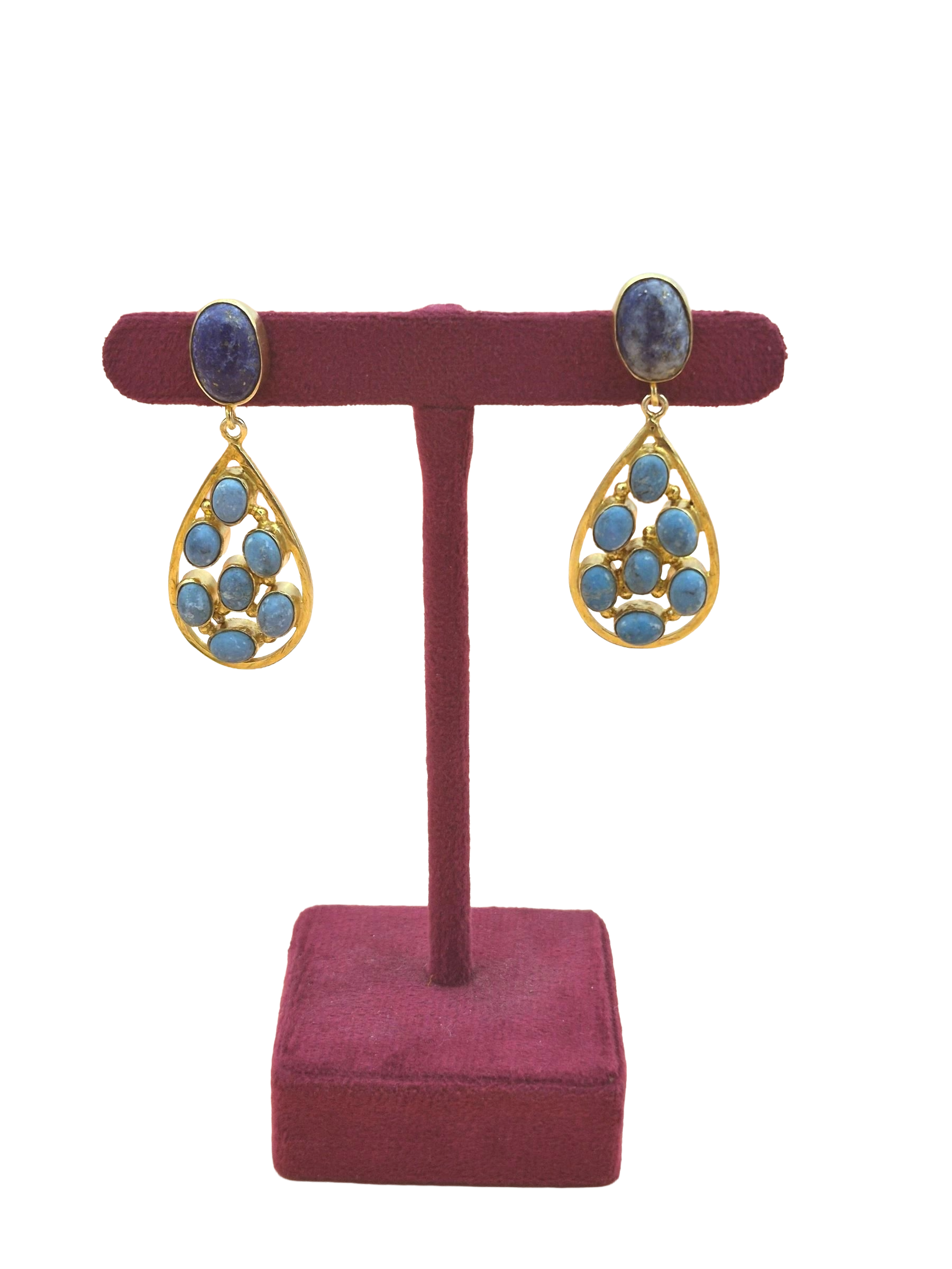 Charming Gold Plated Dangle Earrings –  Semi Precious Stone Jewelry