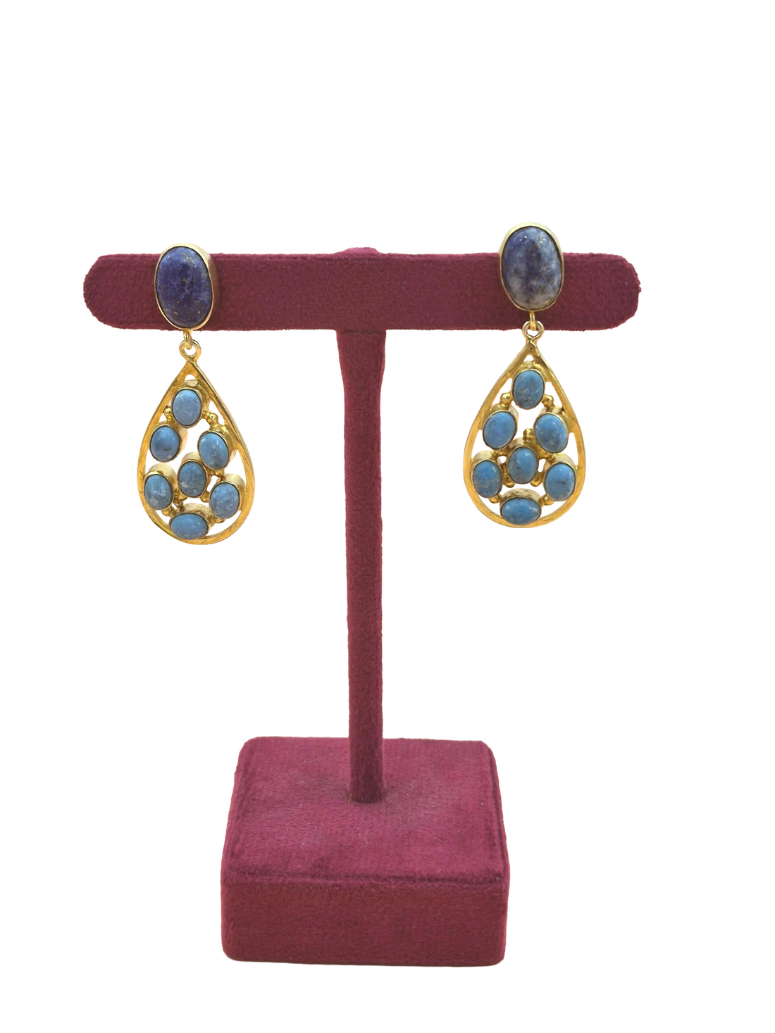 Charming Gold Plated Dangle Earrings –  Semi Precious Stone Jewelry