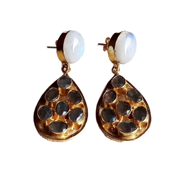 Charming Gold Plated Dangle Earrings –  Semi Precious Stone Jewelry