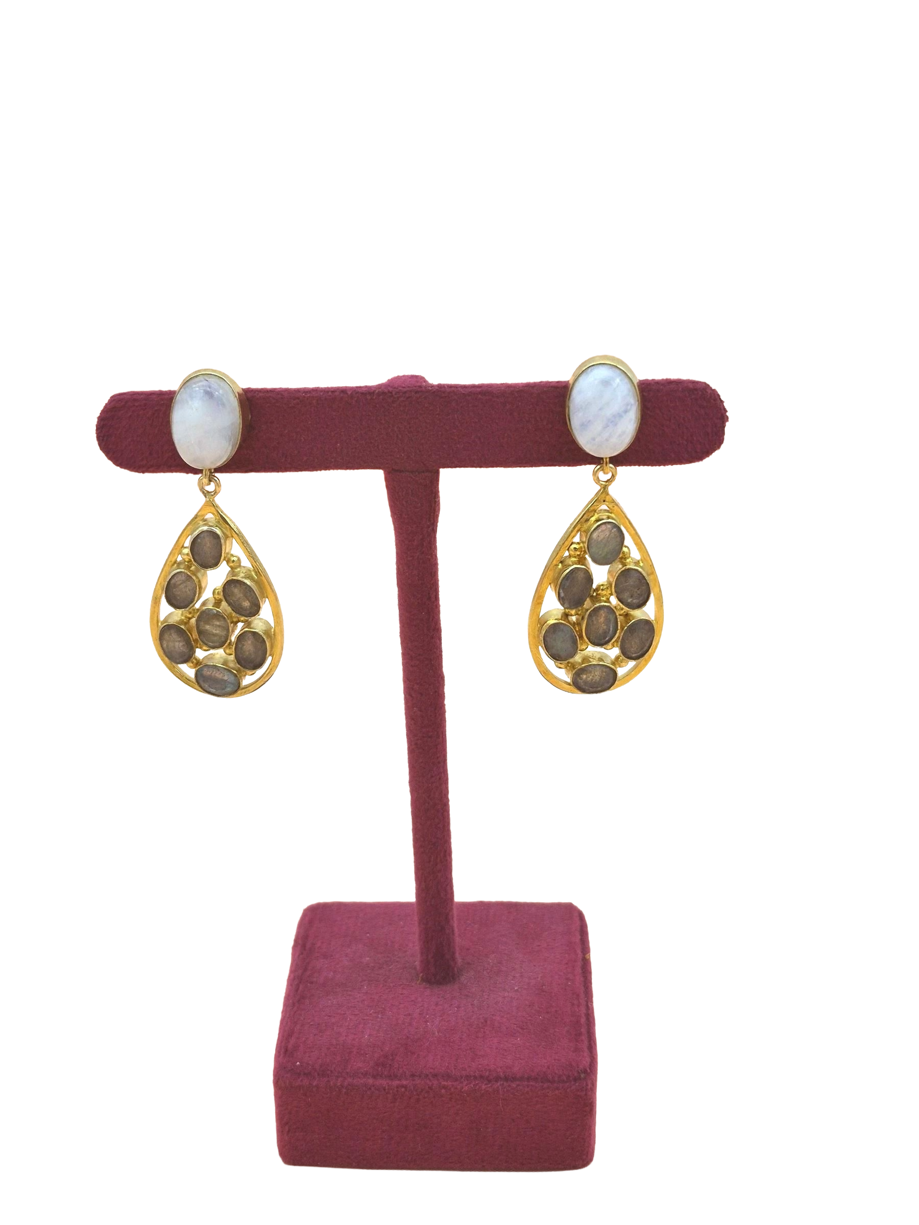 Charming Gold Plated Dangle Earrings –  Semi Precious Stone Jewelry