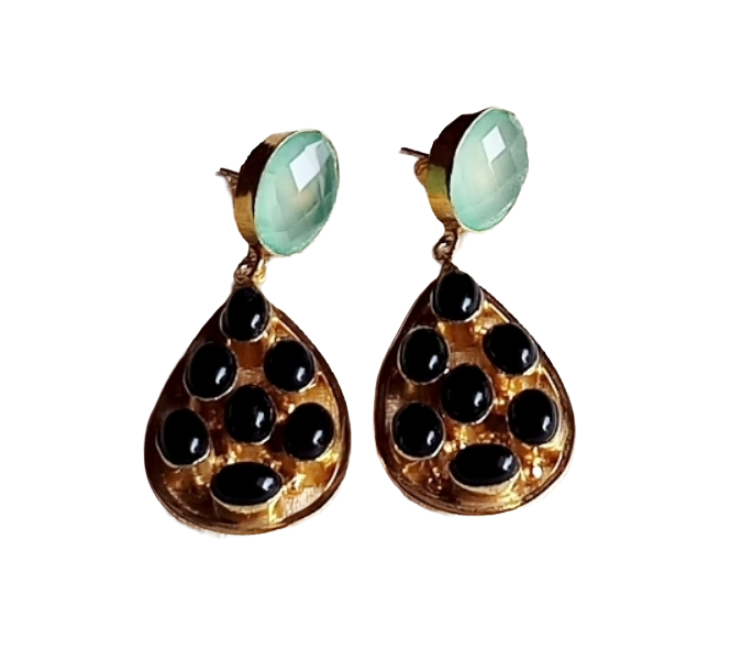 Charming Gold Plated Dangle Earrings –  Semi Precious Stone Jewelry