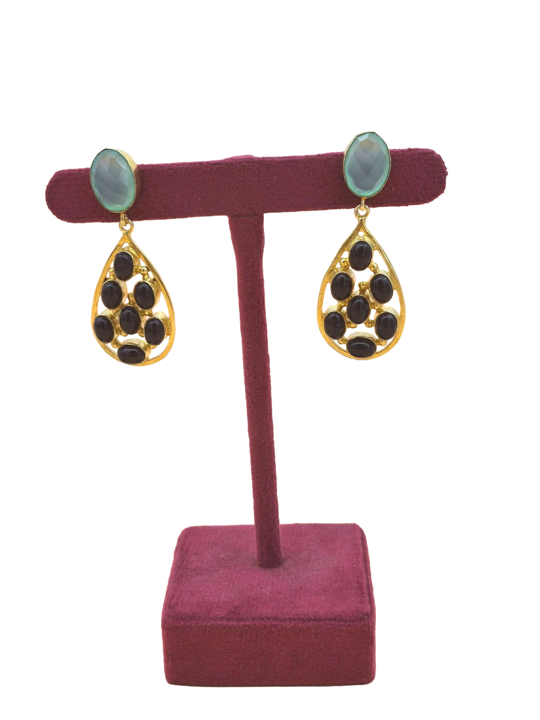 Charming Gold Plated Dangle Earrings –  Semi Precious Stone Jewelry