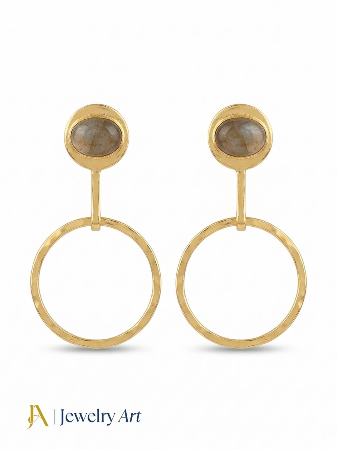 Charming Gold Plated Dangle Earring -Labradorite Gemstone Geometrical  Handcrafted Jewelry