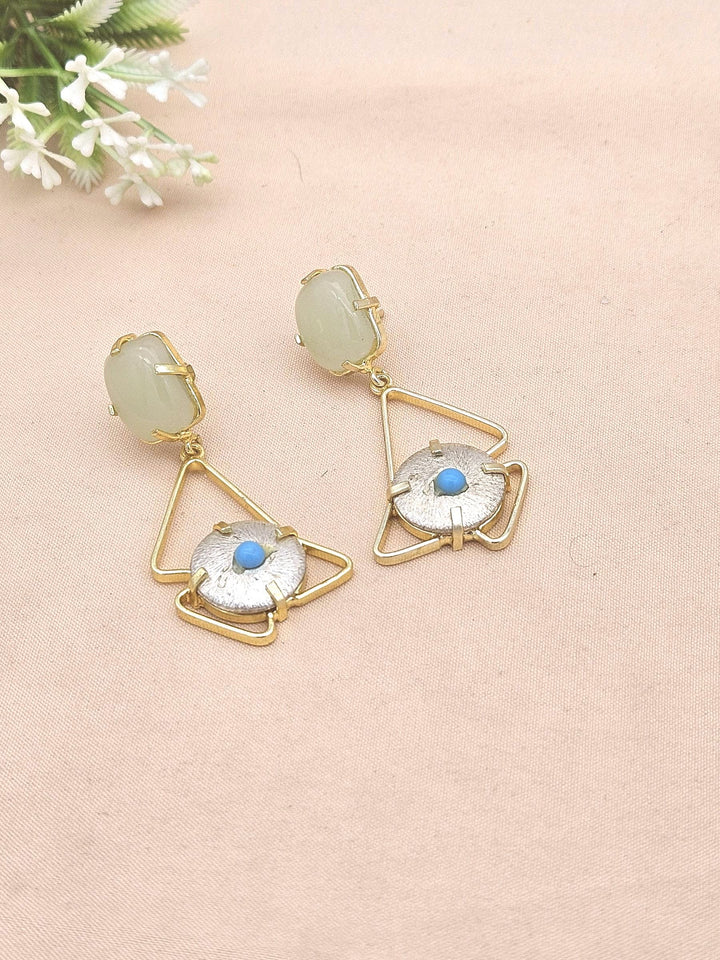 Stylish Handmade Aqua-Turquoise Geometrical Earrings – Gold Plated Women’s Fashion Jewelry