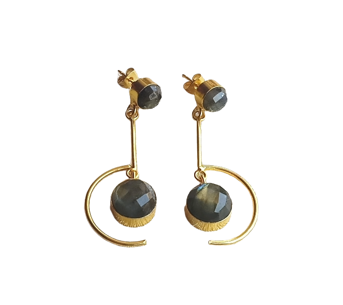 Handcrafted Labradorite Earrings – Gold Plated Lightweight Designer Jewelry for Women
