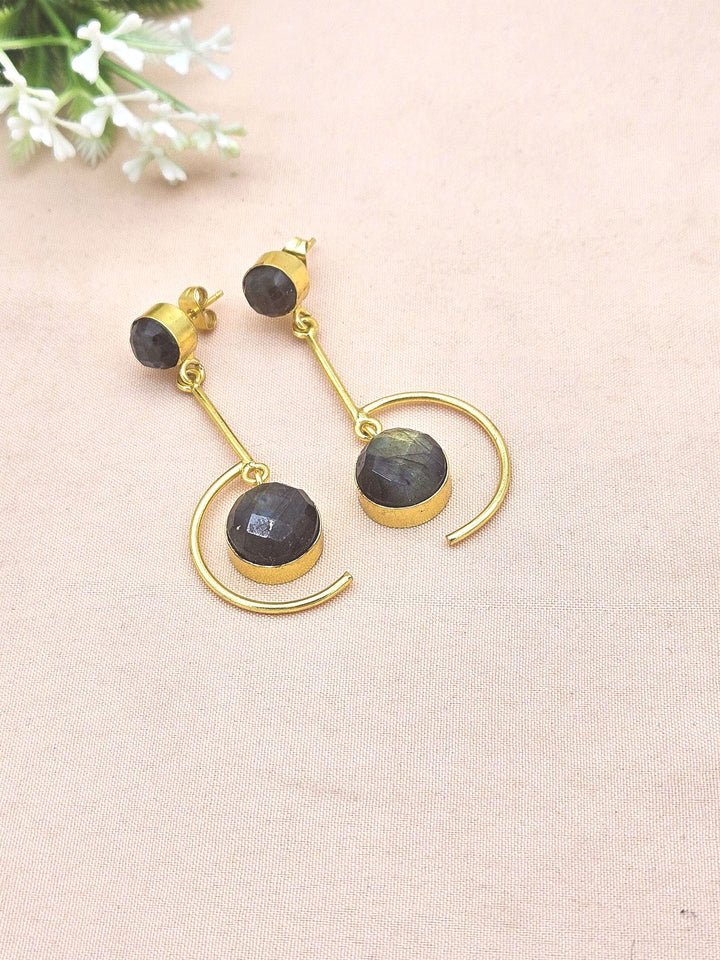 Handcrafted Labradorite Earrings – Gold Plated Lightweight Designer Jewelry for Women