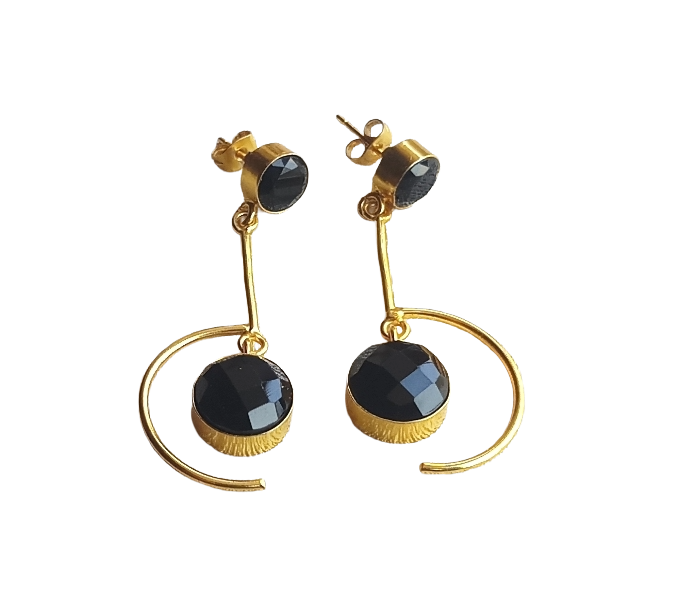 Handcrafted Black Onyx Earrings – Gold Plated Lightweight Designer Jewelry for Women