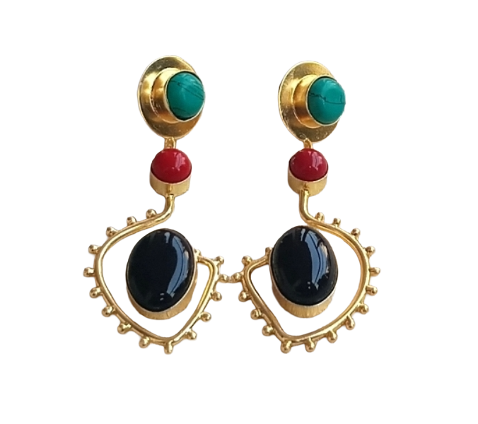 Charming Gold Plated Dangle Earrings – Imitation Stone Light weight Jewelry