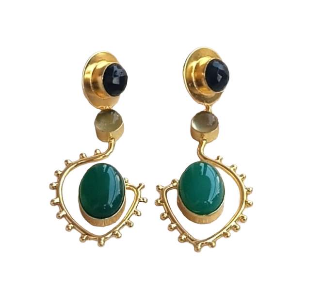 Charming Gold Plated Dangle Earrings – Imitation Stone Light weight Jewelry