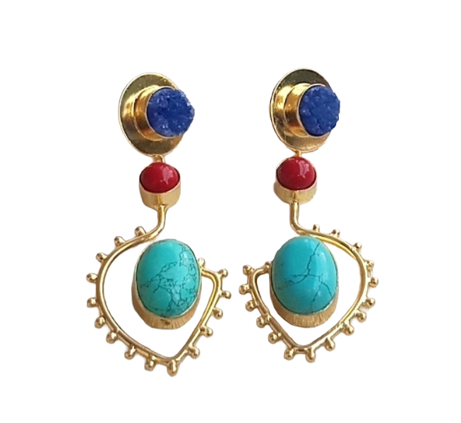 Charming Gold Plated Dangle Earrings – Imitation Stone Light weight Jewelry