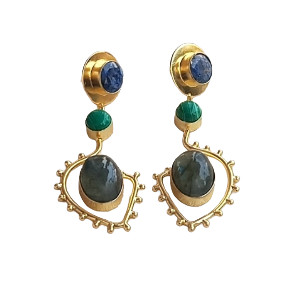 Charming Gold Plated Dangle Earrings – Imitation Stone Light weight Jewelry