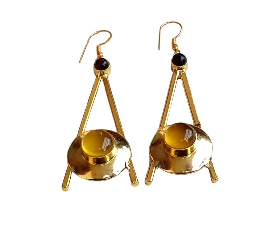 Gold Plated Yellow Chalcedony-Smoky Dangle Earrings – Handmade Elegant Designer Jewelry for Women