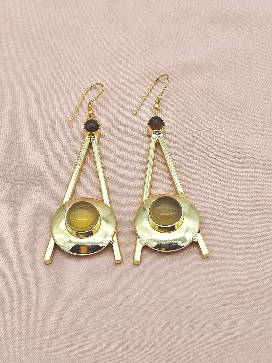 Gold Plated Yellow Chalcedony-Smoky Dangle Earrings – Handmade Elegant Designer Jewelry for Women