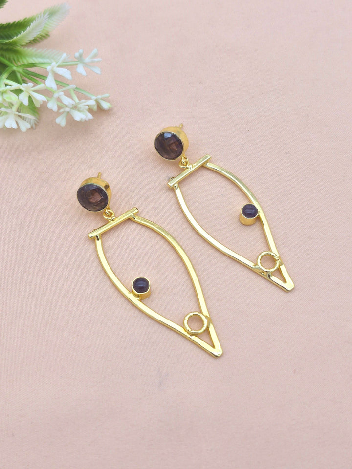 Amazing Gold Plated Dangle Earring -Amethyst stone Handcrafted Jewelry
