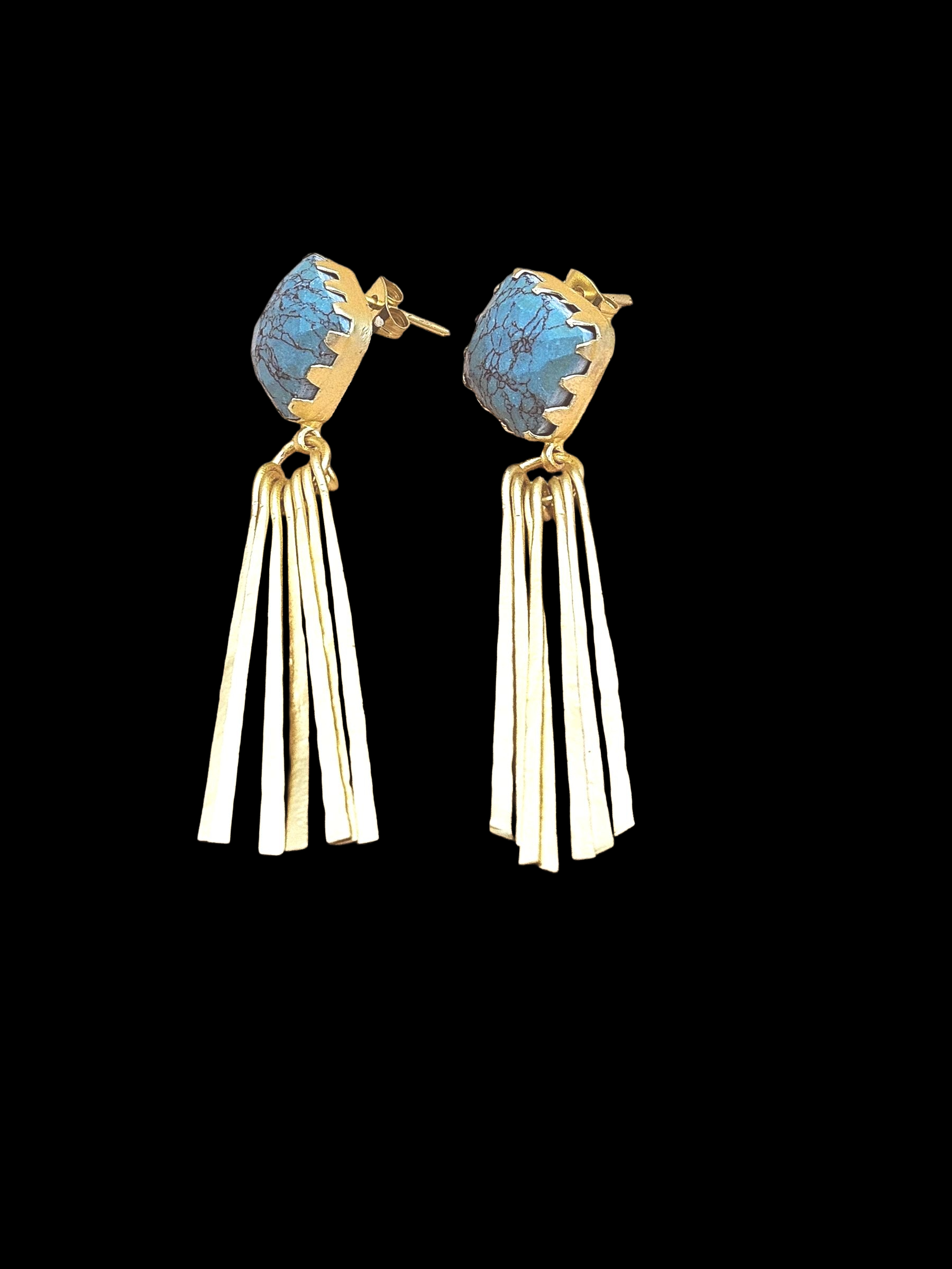 Elegant Gold Plated Turquoise Earrings – Lightweight Designer Strip Dangles for Women