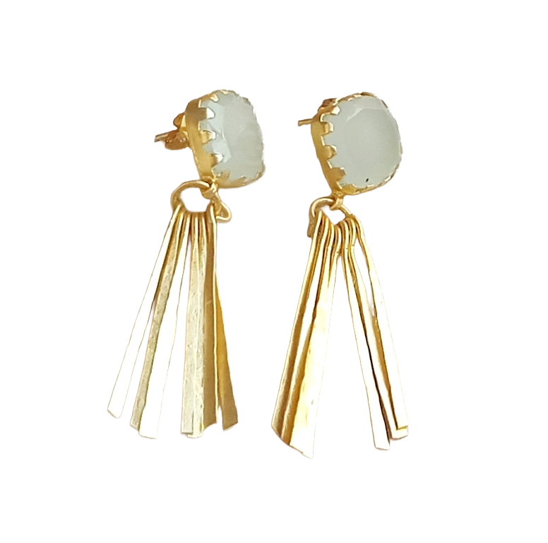Lightweight Gold Plated Aquamarine Drop Earrings – Handmade Fashion Jewelry for Women