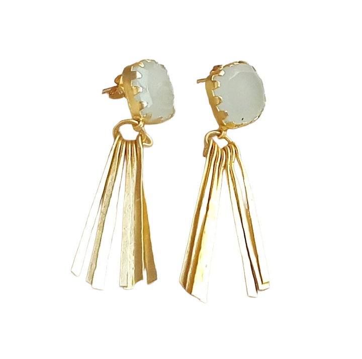Lightweight Gold Plated Aquamarine Drop Earrings – Handmade Fashion Jewelry for Women