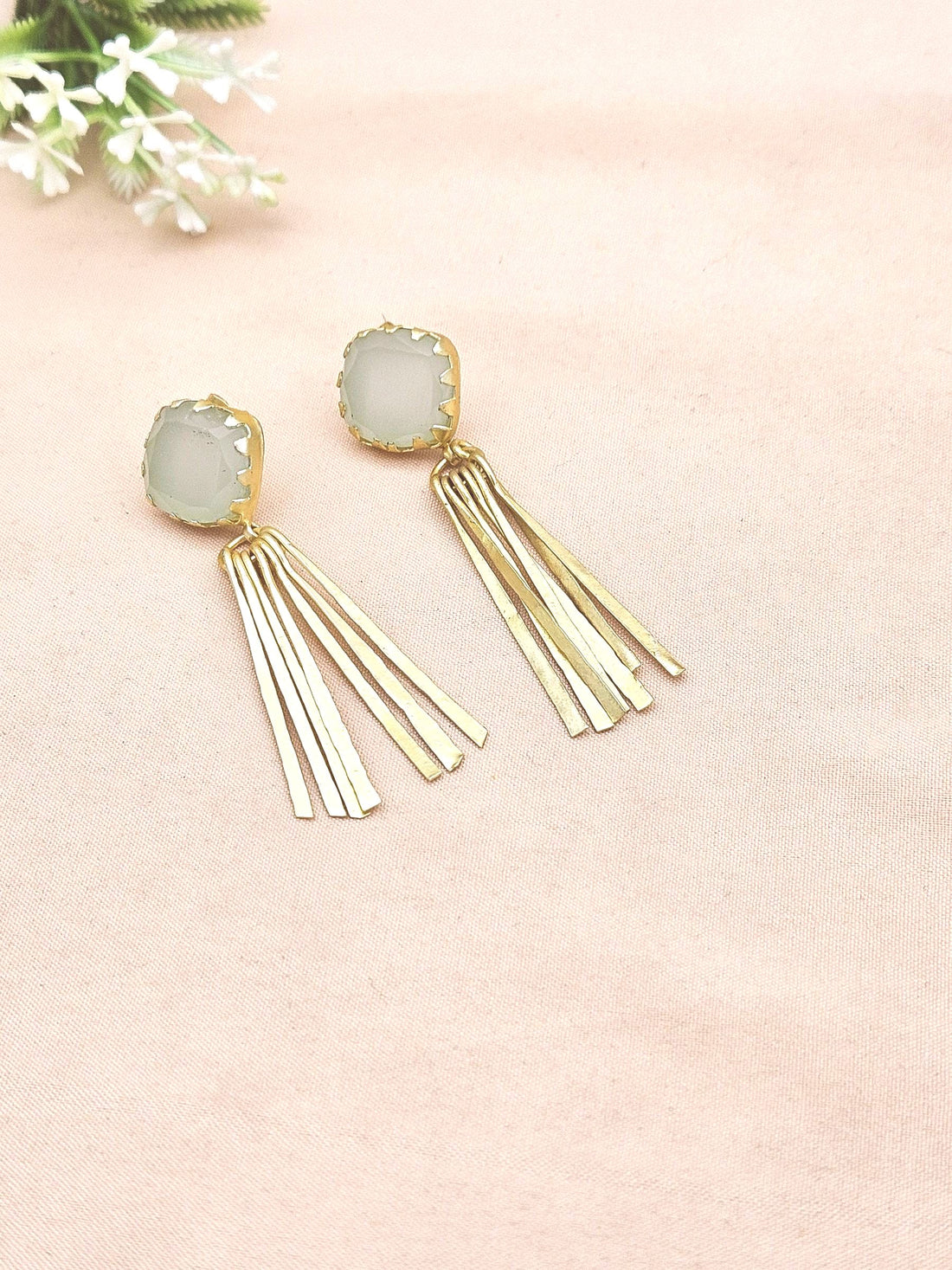 Lightweight Gold Plated Aquamarine Drop Earrings – Handmade Fashion Jewelry for Women