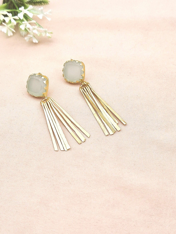 Lightweight Gold Plated Aquamarine Drop Earrings – Handmade Fashion Jewelry for Women