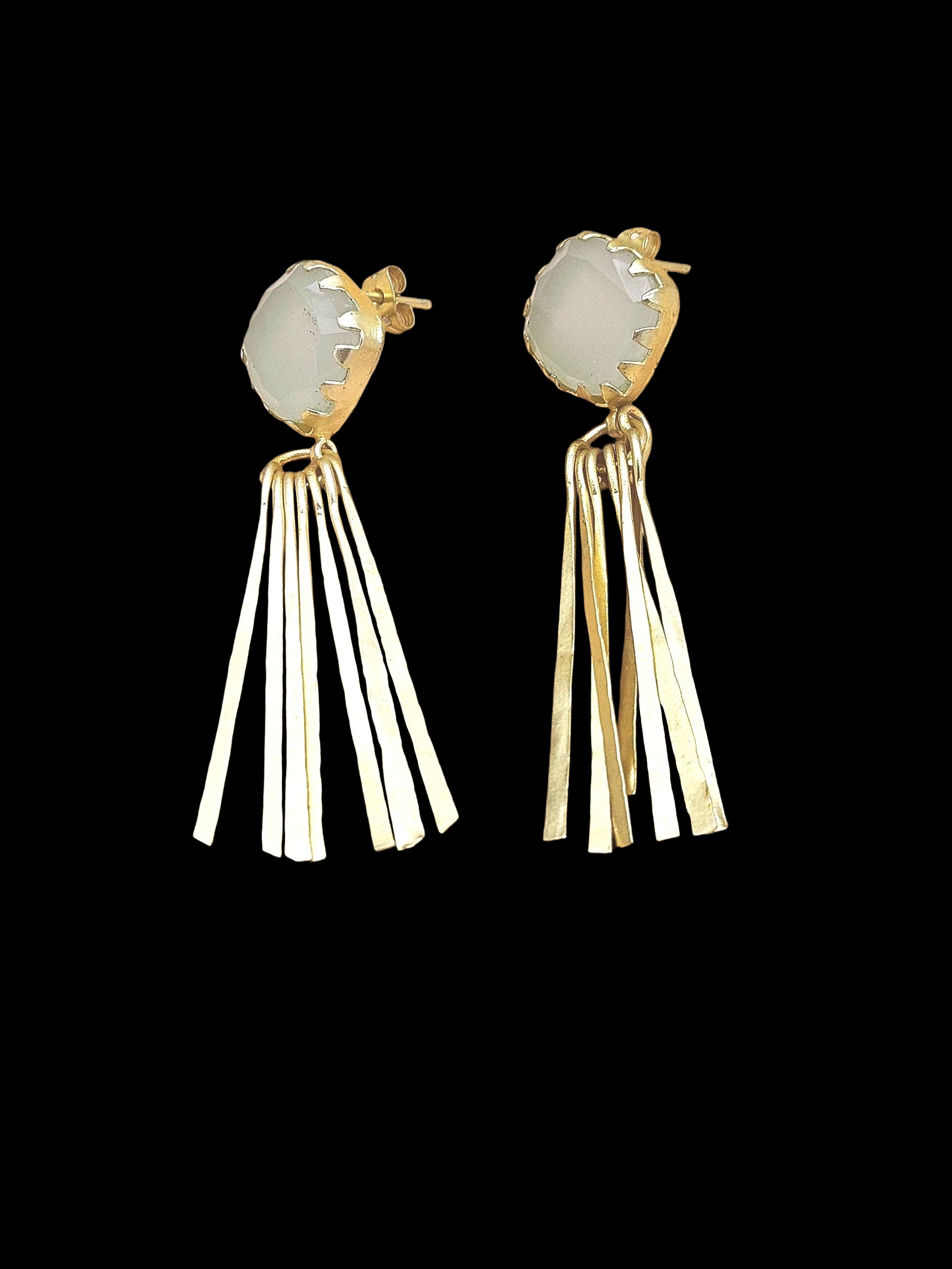Lightweight Gold Plated Aquamarine Drop Earrings – Handmade Fashion Jewelry for Women