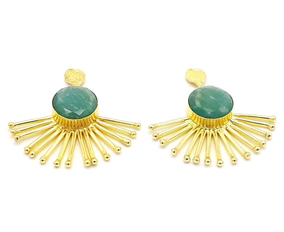Amazing Gold Plated Amazonite Gemstone Awesome Designer Dangle Earrings