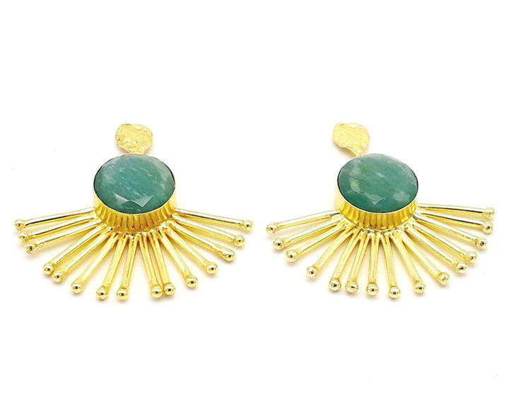 Amazing Gold Plated Amazonite Gemstone Awesome Designer Dangle Earrings