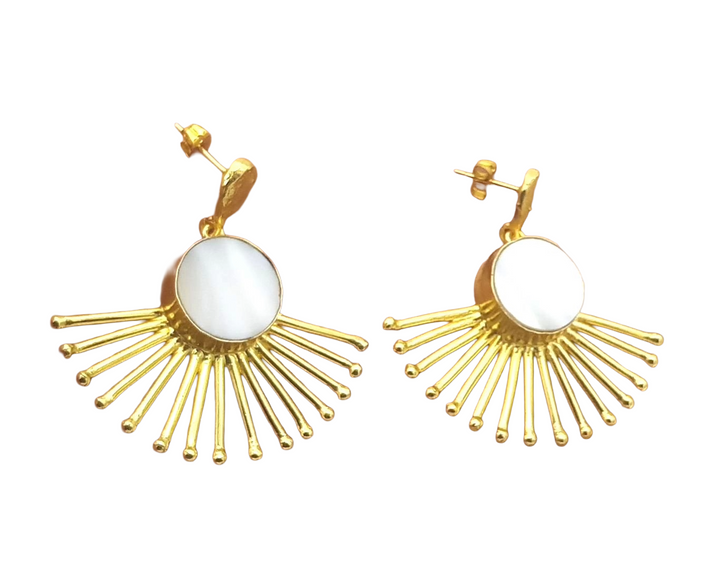 Amazing Gold Plated MOP Gemstone Awesome Designer Dangle Earrings