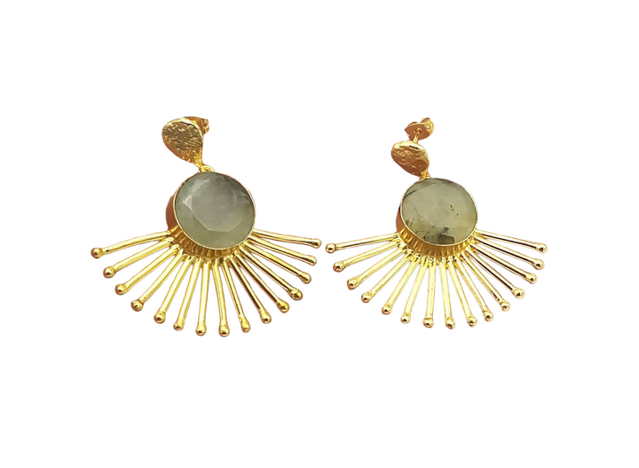 Amazing Gold Plated Prehnite Gemstone Awesome Designer Dangle Earrings