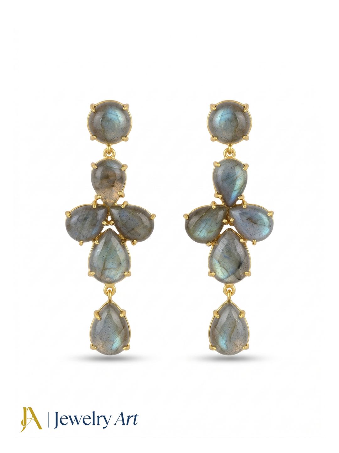 Awesome Gold Plated Dangle Earring -Labradorite Gemstone Charming Handcrafted Jewelry