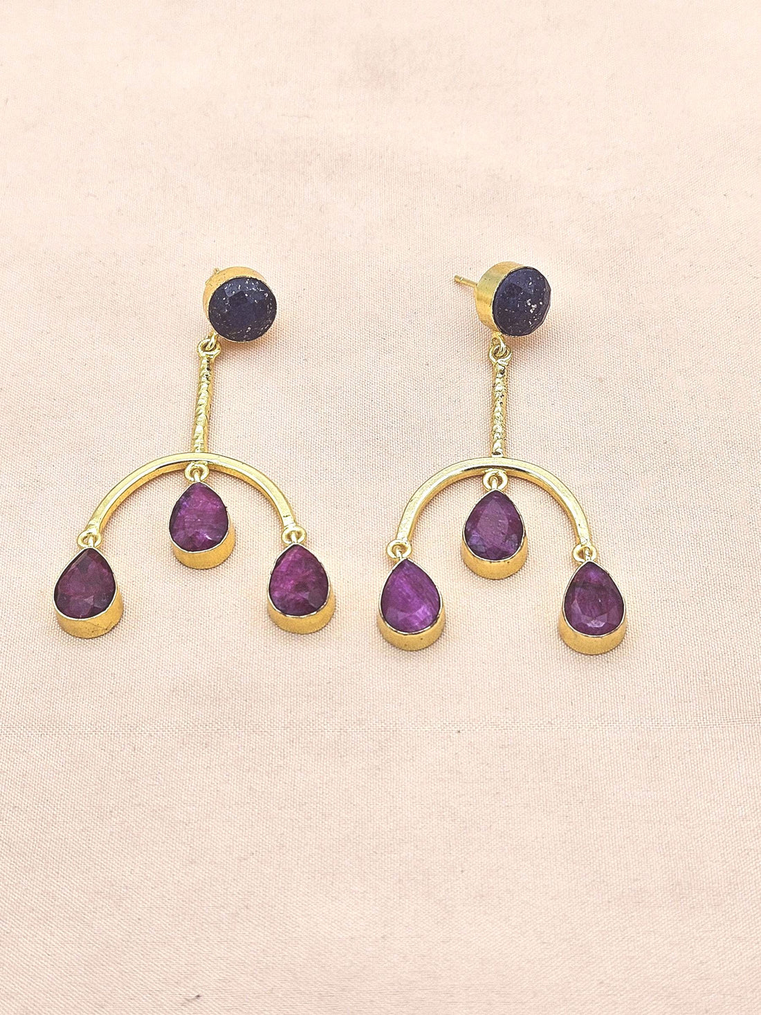 Handmade Gold Plated Lapis-Red Hathipara Dangle Earrings – Designer Jewelry for Women