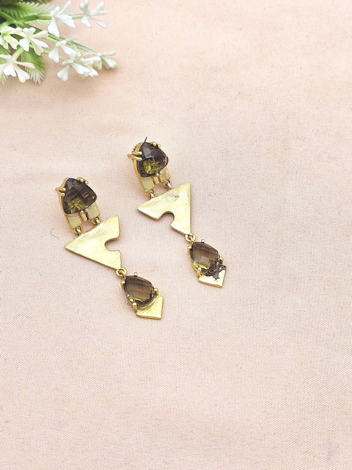 Handcrafted 18 Ct. Gold Plated Dangle Earrings –Smoky Charming Designer Jewelry