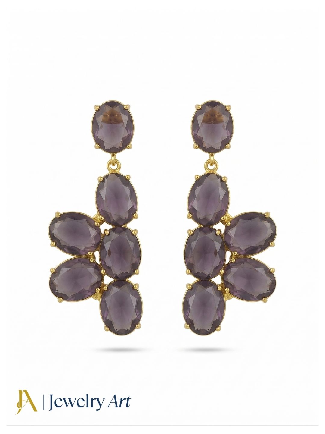 Amazing Gold Plated Dangle Earring -Amethyst Gemstone Handcrafted Jewelry