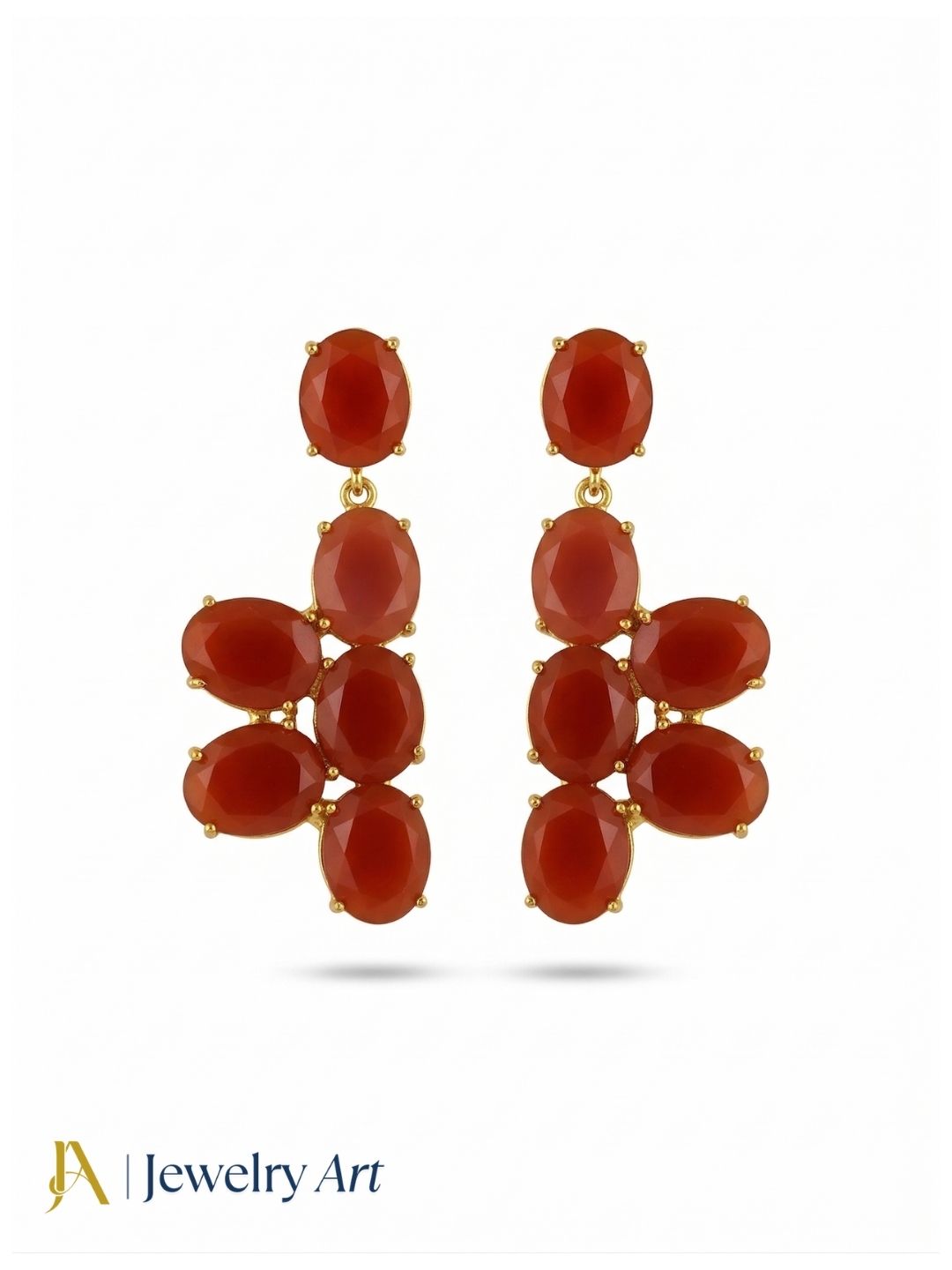 Awesome Gold Plated Dangle Earring -Red Onyx Gemstone Handcrafted Jewelry