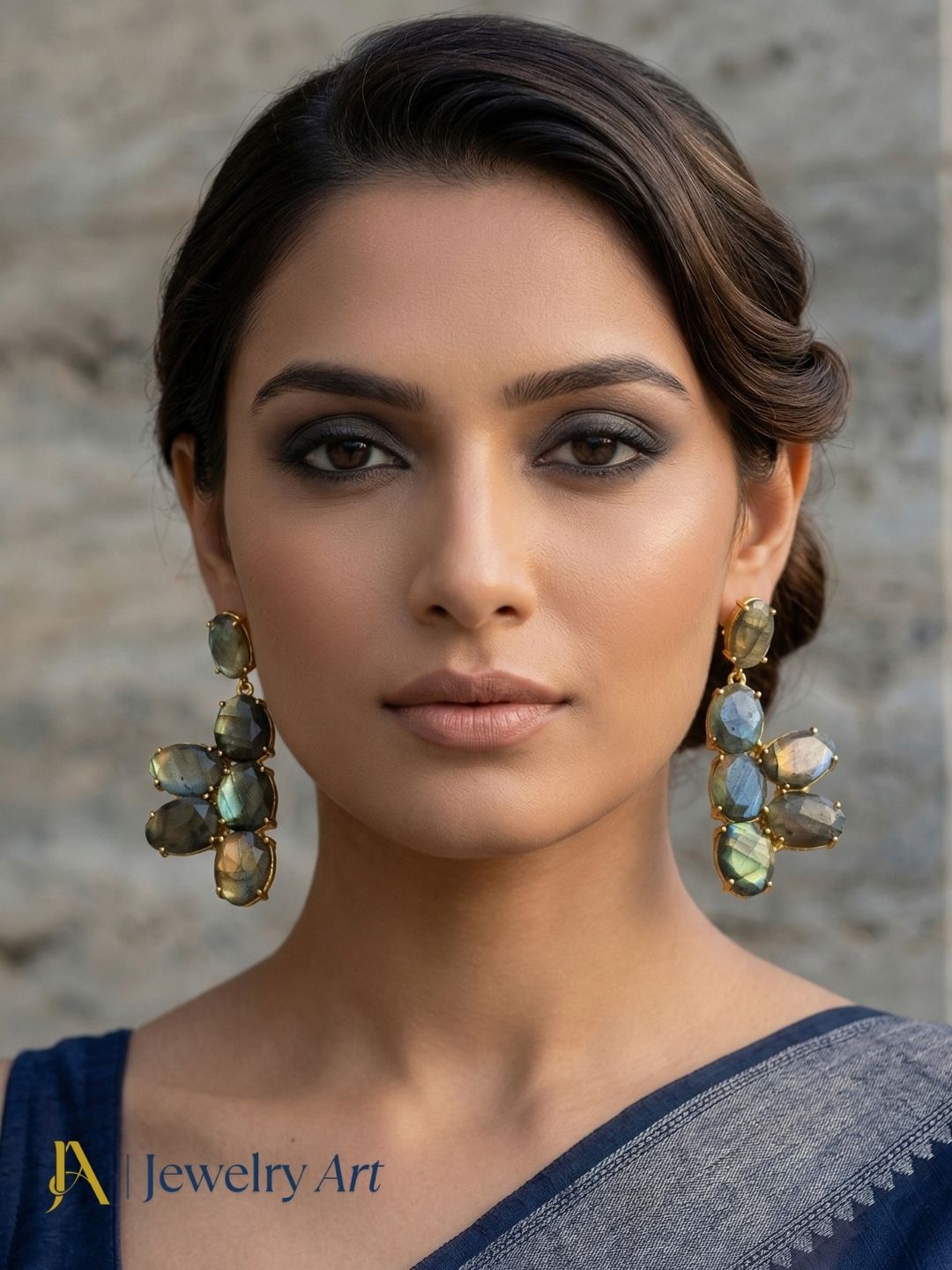 Labradorite stone gold plated earrings designer hanging earrings for women 
