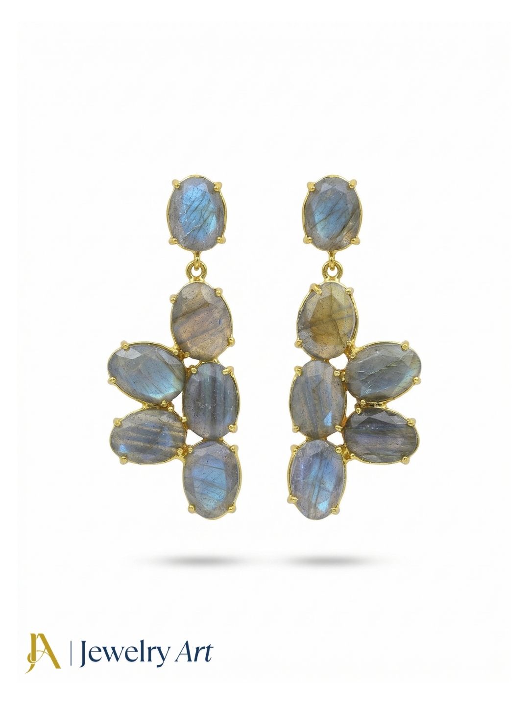 Handcrafted Labradorite Dangle Earrings - Elegant Gold plated Jewelry for Women