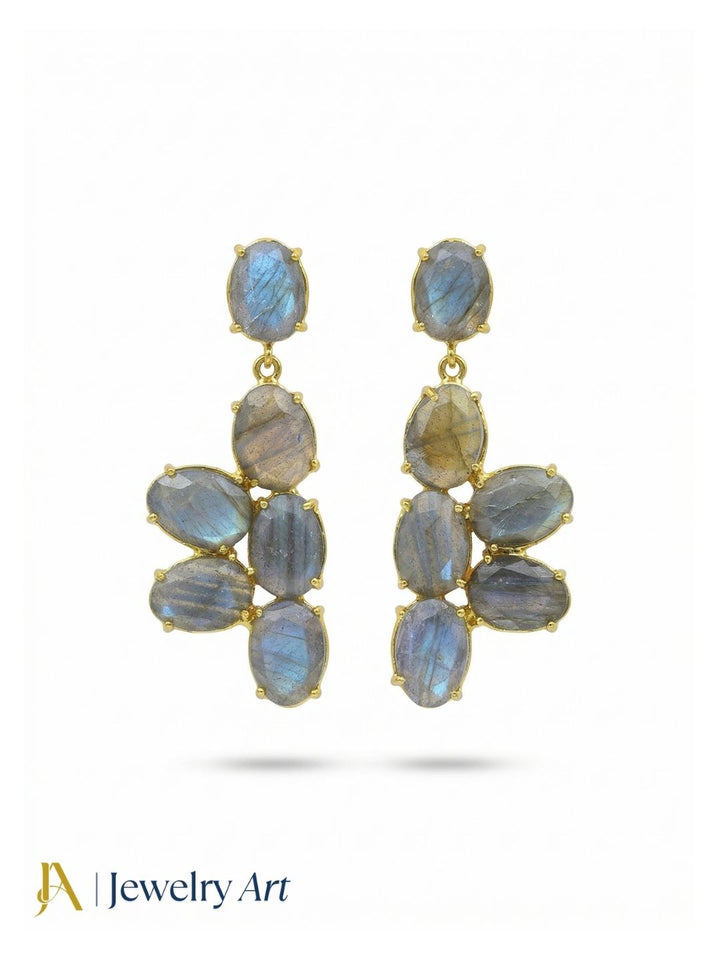 Handcrafted Labradorite Dangle Earrings - Elegant Gold plated Jewelry for Women