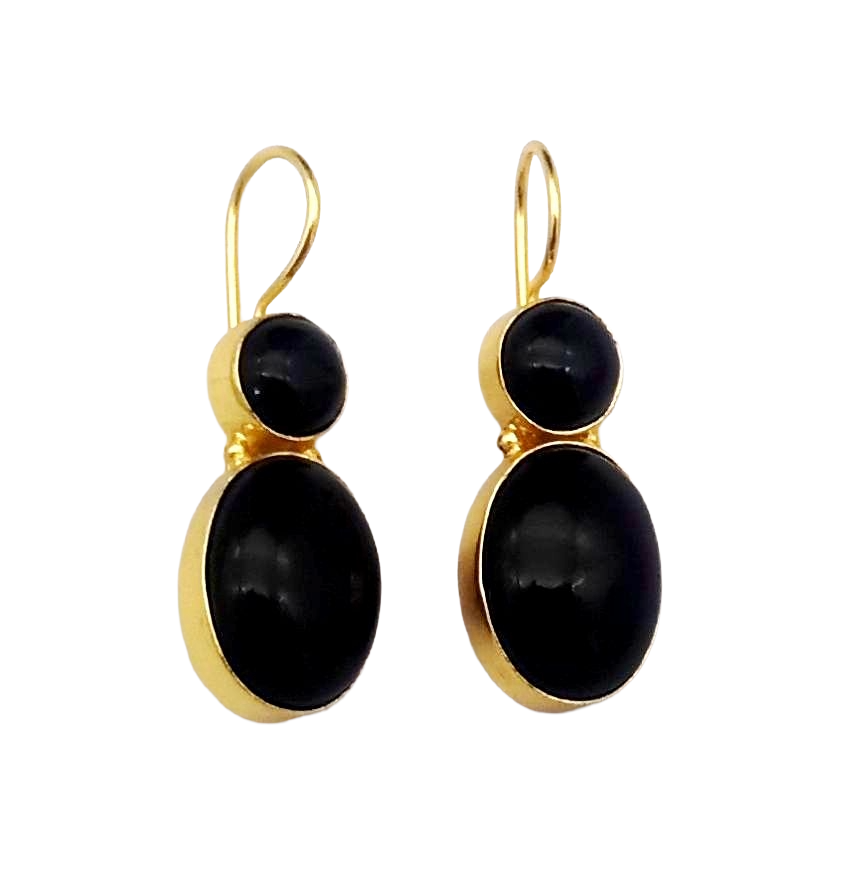 Premium Handcrafted Gold plated Black Onyx Light Weight Designer Dangle Earrings
