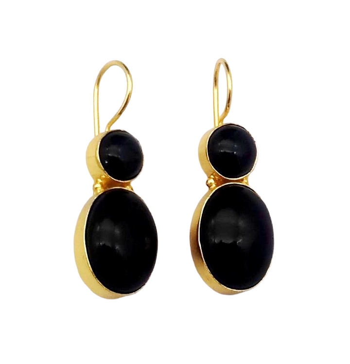 Premium Handcrafted Gold plated Black Onyx Light Weight Designer Dangle Earrings