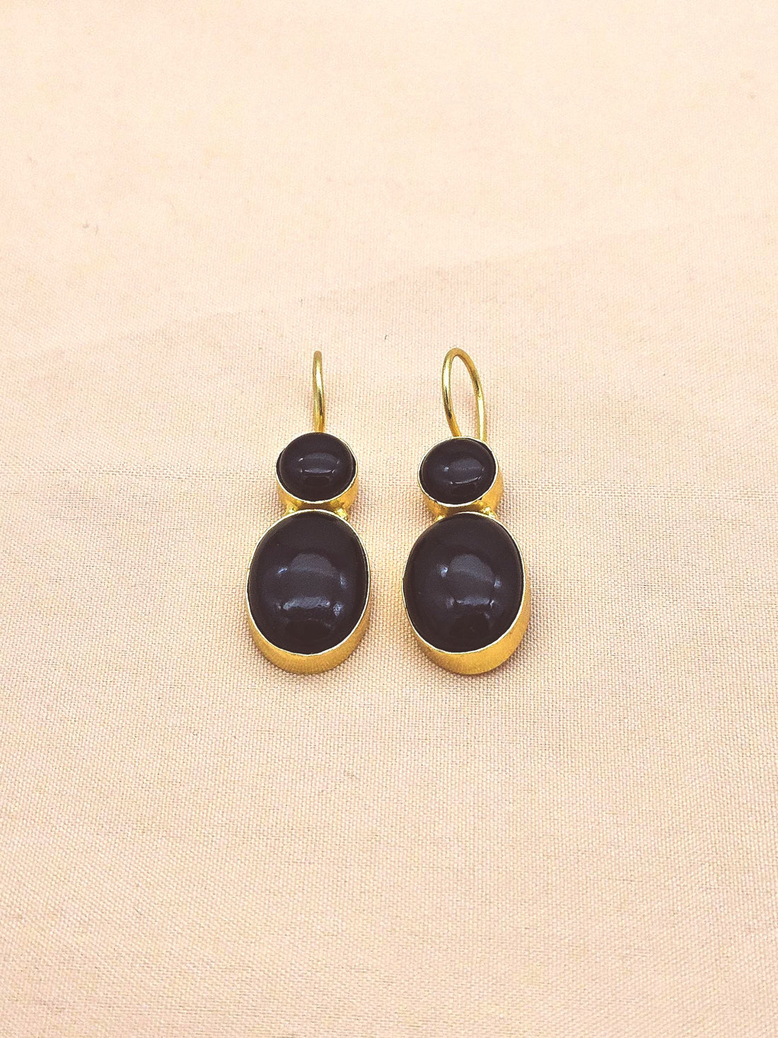 Premium Handcrafted Gold plated Black Onyx Light Weight Designer Dangle Earrings