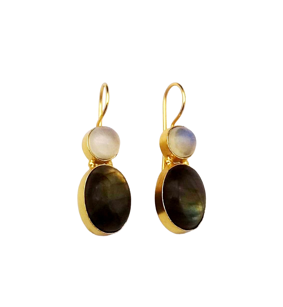 Elegant Gold Plated Labradorite-Synthetic Opal Statement Drop Earrings for Women