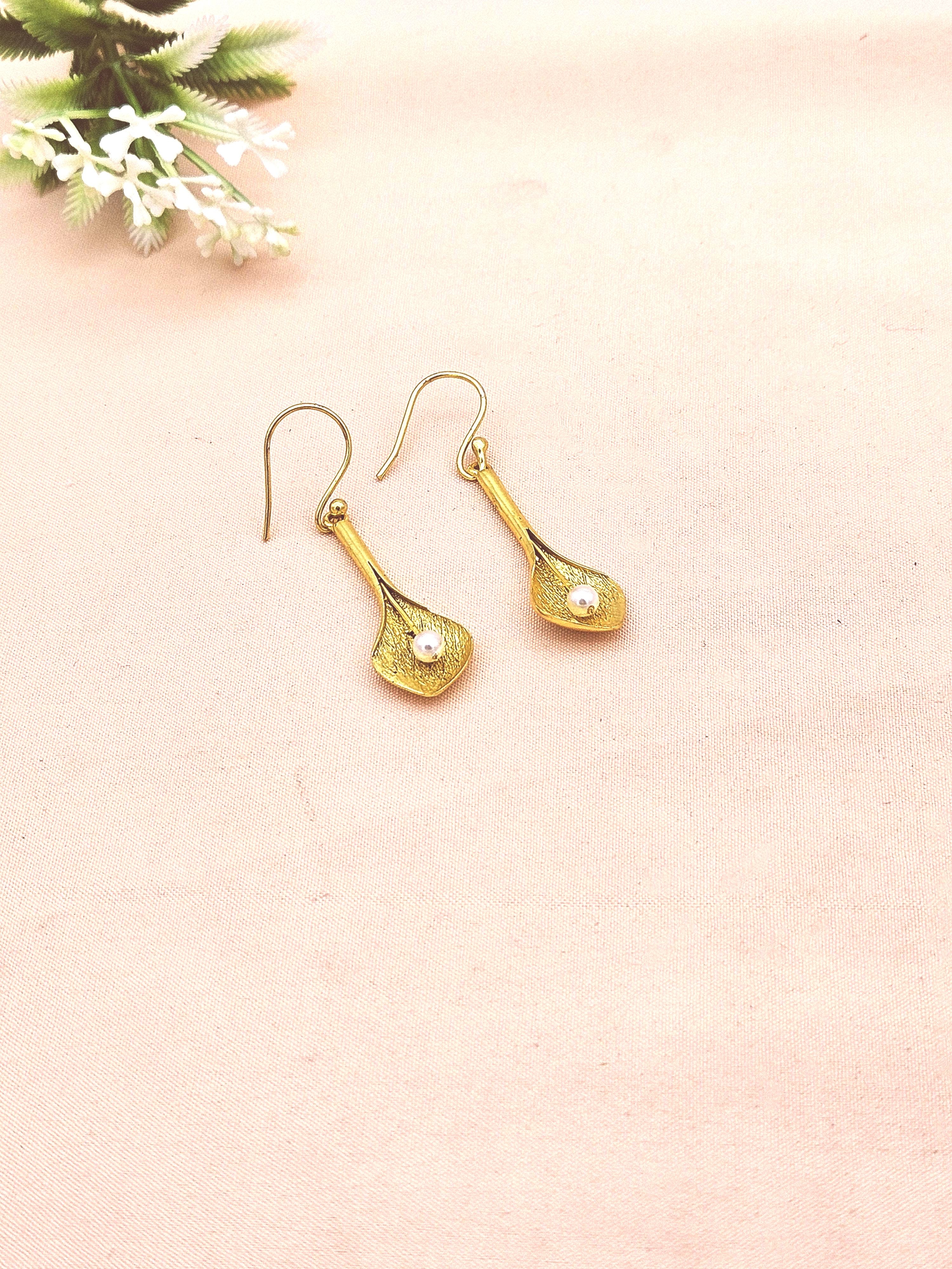 Gold Plated Semi-Precious Gemstone Earrings for Women | Elegant Fashion Dangle Earrings