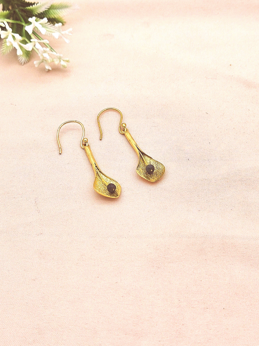 Gold Plated Semi-Precious Gemstone Earrings for Women | Elegant Fashion Dangle Earrings