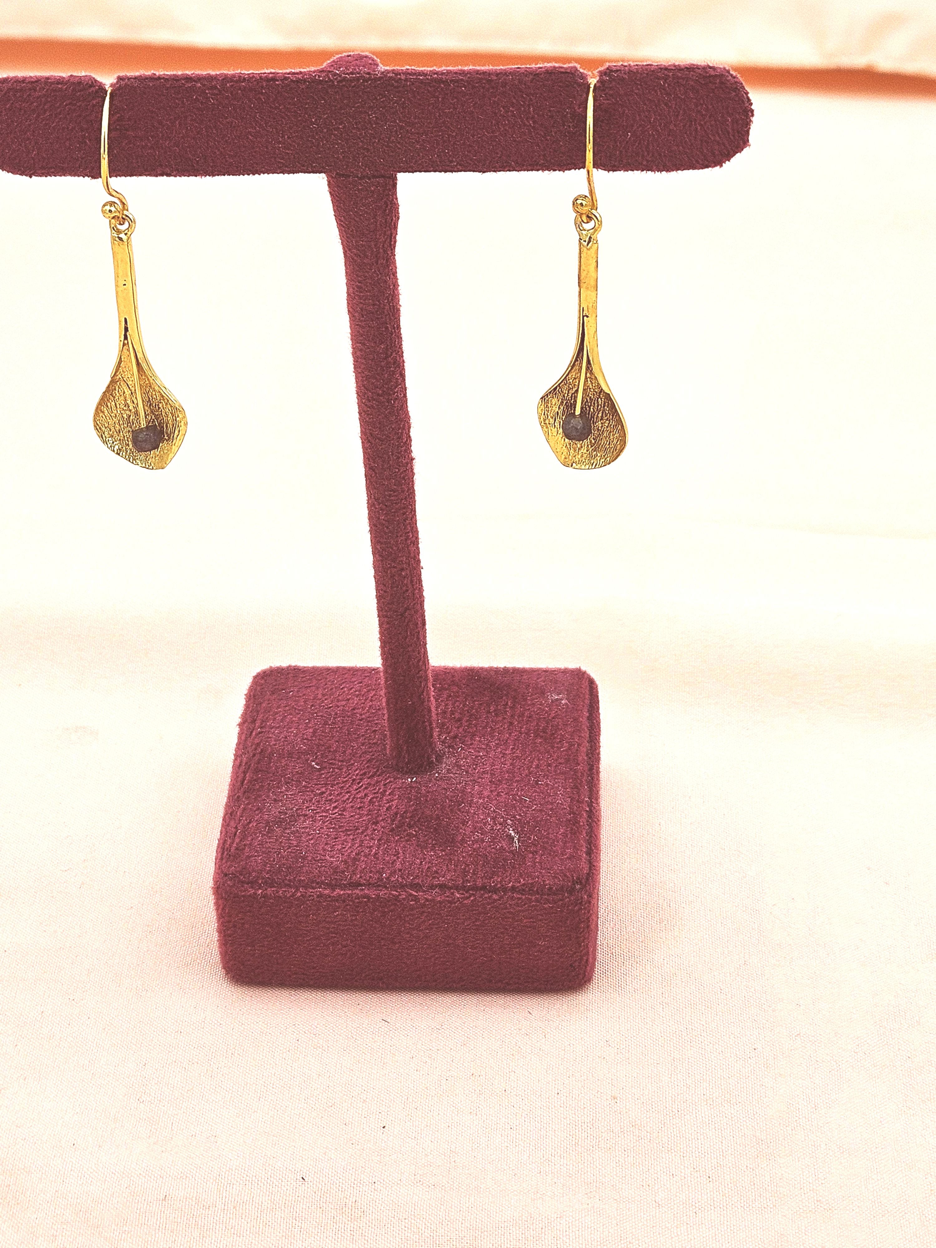 Gold Plated Semi-Precious Gemstone Earrings for Women | Elegant Fashion Dangle Earrings