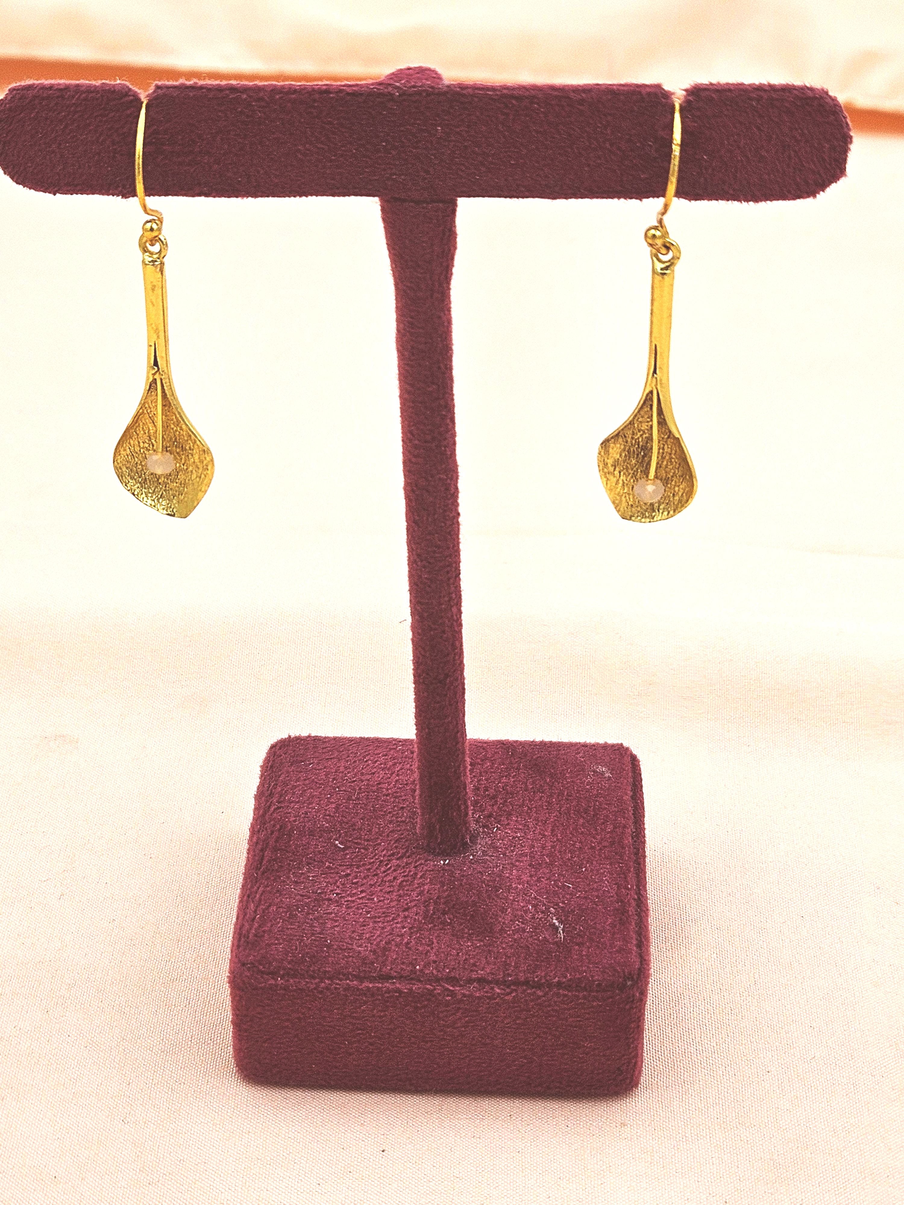 Gold Plated Semi-Precious Gemstone Earrings for Women | Elegant Fashion Dangle Earrings
