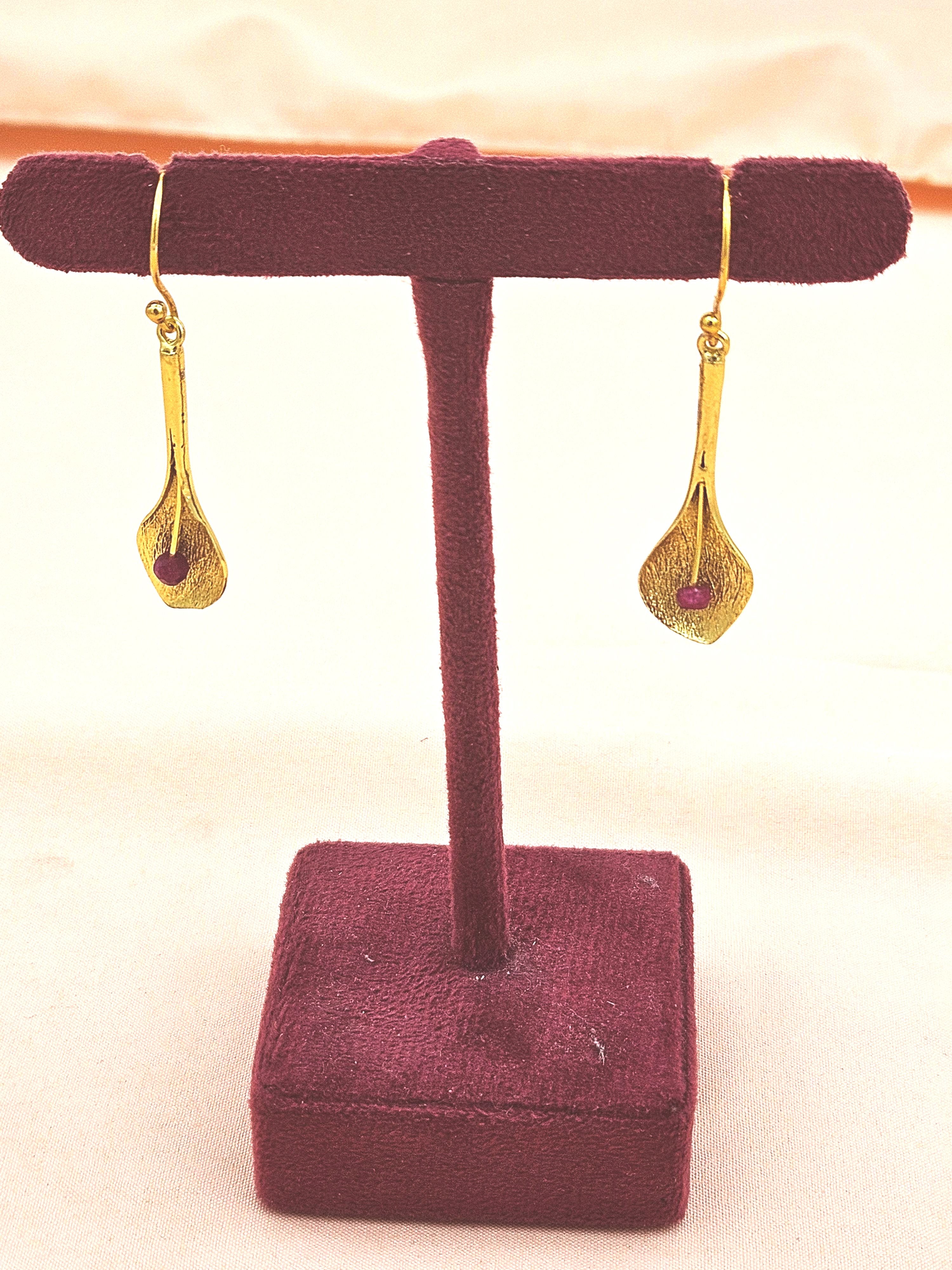 Gold Plated Semi-Precious Gemstone Earrings for Women | Elegant Fashion Dangle Earrings