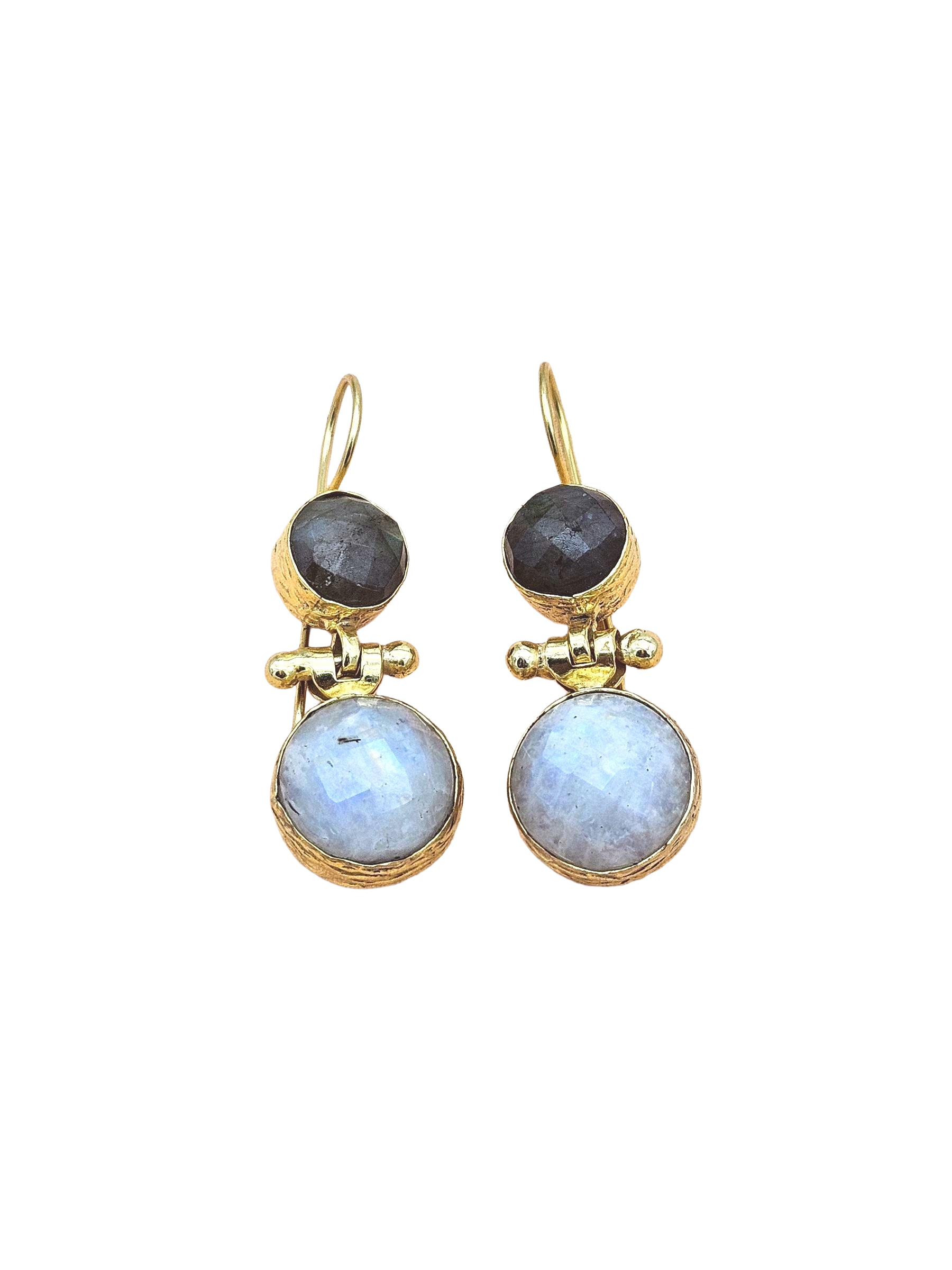 Gorgeous Gold Plated Fine Labradorite-White Rainbow Light Weight Charming Designer Dangle Drop Earrings