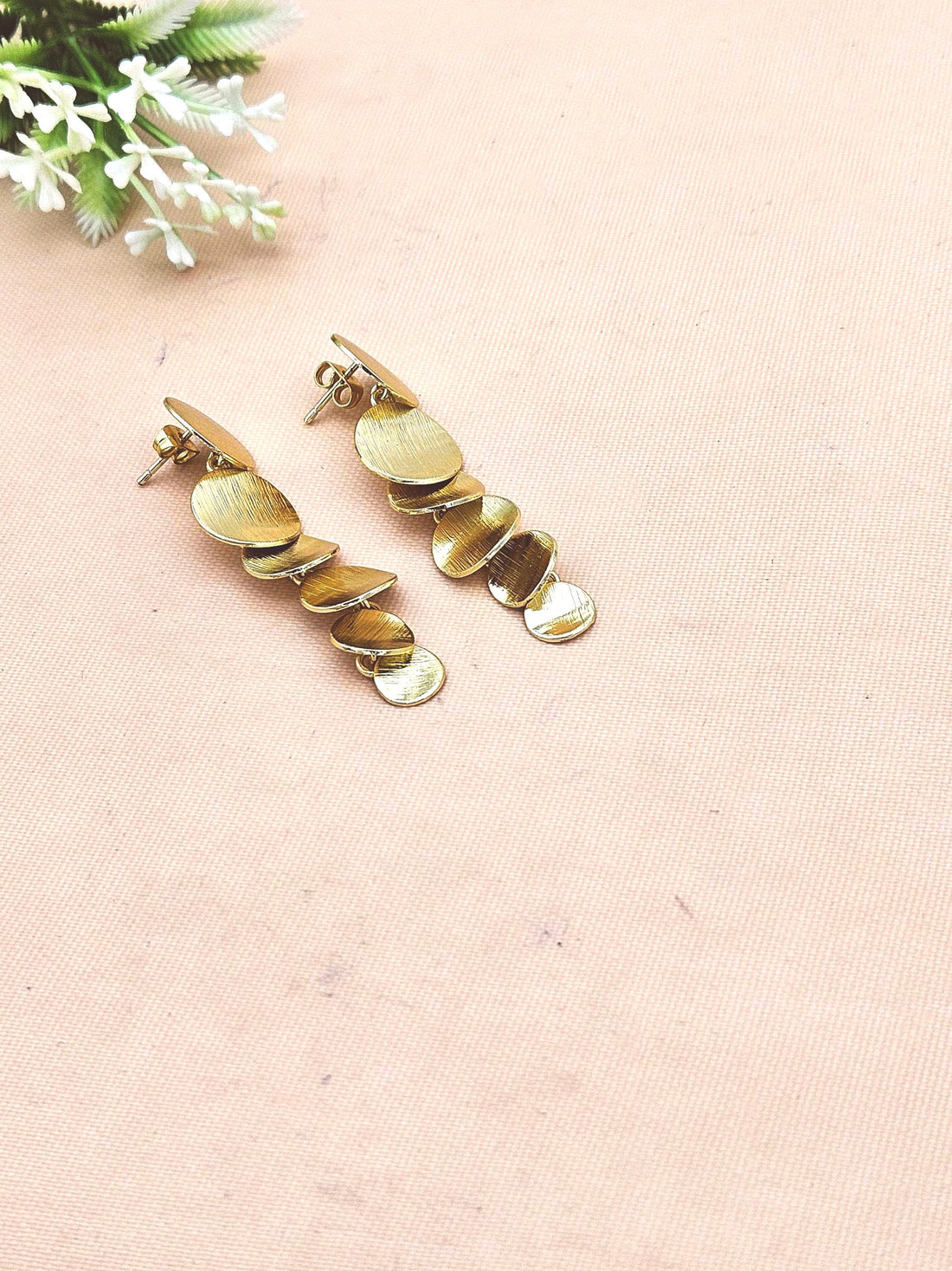Artisan Gold Plated Lightweight Chips Earrings – Minimal Designer Drop Jewelry