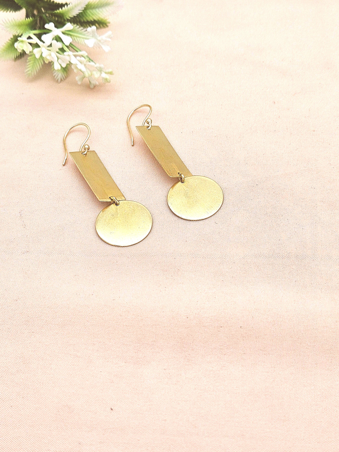Elegant Handcrafted Gold Plated Dangle Earrings | Minimalist Designer Drop Earrings for Women