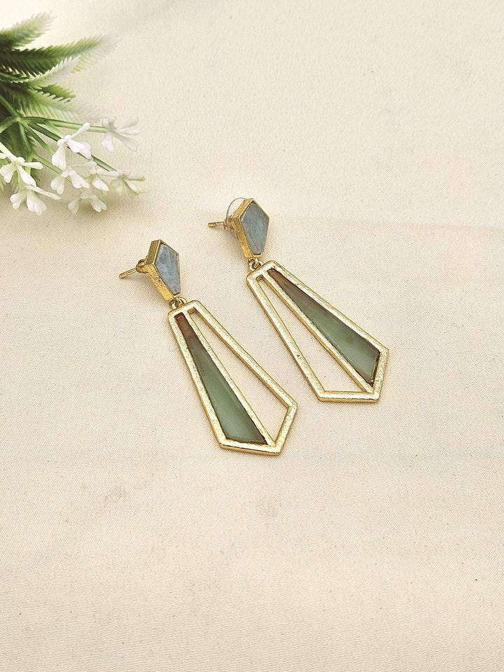 Fascinating Gold plated Amazonite-Aquamarine Stone Matte finish designer Light weight Earrings